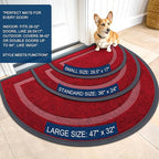 OLANLY Half Circle Door Mat Indoor Outdoor Entrance Welcome, Waterproof All-Season, All-Weather Doormat, Sturdy Natural Rubber, Low Profile, Easy Clean Patio Porch Entryway Mat, 36x24, Wine Red