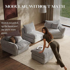 106'' Down Blend L-Shaped Sectional Sofa, Deep Seat Feather-Filled Cushions, Oversized Cloud Couch with Sink-in Comfort, Modern Living Room Sofa – Pebble Gray