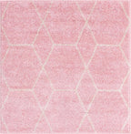 Unique Loom Trellis Frieze Collection Area Rug - Geometric (3' Square, Light Pink/ Ivory)