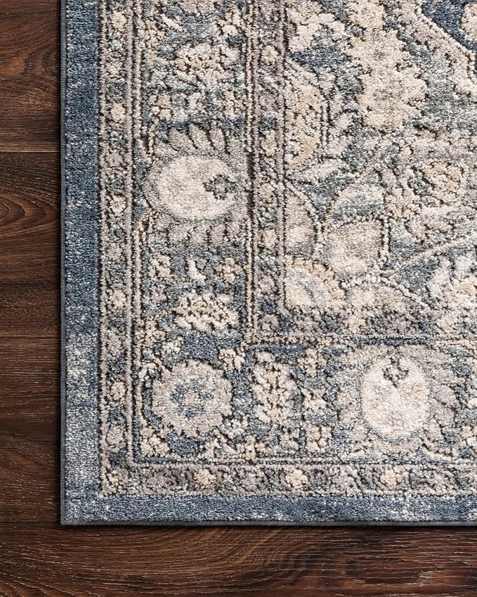 Loloi Teagan Collection TEA-01 Denim/Mist 2'-8" x 4' Accent Rug, Large, Soft Neutral Rug, High-Traffic for Living Room, Bedroom, Home Office, Dining Area