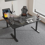 SANODESK Electric Corner L-Shaped 63 x 55 in Standing Desk, Memory Height Adjustment, Black Top Black Frame