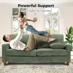 70in Corduroy Couch, Kidirect Sofa No Tool Assembly, Comfy Couches for Living Room 21in Deeper Seats, Corduroy Sofas for Living Room with 2 Pillows, Oversized Loveseat Sofa, Boho Love Seat Green Couch