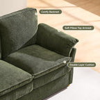 ONBRILL 86.6" Corduroy Couches for Living Room, Comfy 3 Seater Sofa with Pillow-Top Armrest & Dual-Layer Cushions, Mid Century Modern Couch for Bedroom, Apartment, Green