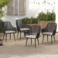 JOIVI Outdoor Patio Dining Chairs Set of 4, Woven Rattan Chairs with Armrest & Cushions Kitchen Wicker Dining Chairs with Iron Frame, Outdoor Seating for Outside, Lawn, Garden, Backyard, Indoor, Black