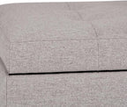 SIMPLIHOME Cosmopolitan 34 inch Wide Transitional Rectangle Storage Ottoman in Cloud Grey Linen Look Fabric, Assembled, For the Living Room, Entryway and Family Room