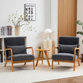 Accent Chairs, Set of 2 Mid-Century Modern Chair with Pillow, Armchair with Solid Wood, Reading Relaxing Leisure Chair for Living Room,（Grey）