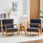 Accent Chairs, Set of 2 Mid-Century Modern Chair with Pillow, Armchair with Solid Wood, Reading Relaxing Leisure Chair for Living Room,（Grey）
