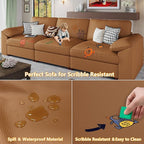 EASE MOOSE Oversized Modular Sectional Sofa,Modern Deep Seat Faux Leather Sectional,Extra Large L Shaped Couch,Comfy Scratch Resistant Material,Brown