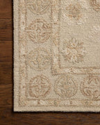 Loloi Chris Loves Julia Dorothea Collection DRT-03 Dove/Natural 11'-6" x 15' Area Rug Wool Neutral Floral Living Room Bedroom Carpet