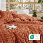 Bedsure Tufted Boho Comforter Set Full Size - Terracotta Boho Bed Set, GentleSoft™ 3 Pieces Farmhouse Shabby Chic Embroidery Bedding, Gifts for Woman, Soft Jacquard Full Comforter for All Seasons