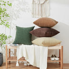 GAWAMAY Decorative Square 16x16 Inch Throw Pillow Covers Set of 2, Super Soft Chenille Pillows Farmhouse Fall Pillowcase for Living Room Bedroom Sofa Couch Cushion Cover Brown 40x40cm (No Inserts)