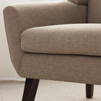 HUIMO Accent Chairs for Living Room,Linen Button-Tufted Upholstered Armchair with Wooden Legs,Comfy Mid Century Modern Chair for Bedroom Apartment Waiting Room Brown