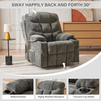 Manual 360°Swivel Rocker Recliner Chair,Single Recliner Seat with Cup Holders,Recliner Chairs for Adults, Upholstered Fabric Lazy Boy Recliner for Bedroom,Living Room,Dark Grey