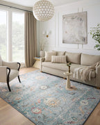 Loloi Margot Collection MAT-06 Denim/Multi 7'-6" x 9'-6" Area Rug feat. CloudPile, No-Shed Easy Clean Large Patterned Area Rug for Living Room, Bedroom, Dining Area