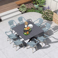 PURPLE LEAF 9 Pieces Outdoor Dining Set Patio Furniture Set with Large Aluminum Table and French Wicker Chairs for Garden Backyard Light Blue Patio Dining Set