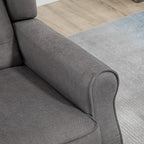 HOMCOM Mid-Century Modern Accent Chair, High Wingback Chair, Button-Tufted Upholstered Fabric Armchair with Retro Wood Legs for Living Room, Bedroom, Dark Gray