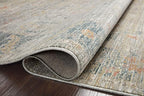 Loloi Magnolia Home by Joanna Gaines Millie Collection MIE-04 Slate/Multi 9'-6" x 9'-6", .25" Pile Height, Round Area Rug