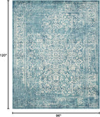 SAFAVIEH Area Rug 8x10 - Evoke Collection - Large - Blue & Ivory, Distressed Design, Non-Shedding & Easy Cleaning, Ideal for Living Room, Bedroom, Dining Space (EVK256C)