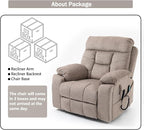Dual Motor Power Lift Chair Recliners, 180°Lay Flat Sleeping Recliner Chairs for Elderly with Heat Massage, Spacious Seat, Cup Holders, Side Pockets, Lumbar Pillow, Up to 400LBS