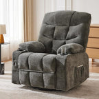Manual 360°Swivel Rocker Recliner Chair,Single Recliner Seat with Cup Holders,Recliner Chairs for Adults, Upholstered Fabric Lazy Boy Recliner for Bedroom,Living Room,Dark Grey