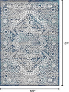 JONATHAN Y Modern Vintage Medallion Navy/Light Gray Indoor Area Rug, 10x13, Country, Floral, Easy-Cleaning for Living Room, Bedroom, Kitchen, Pet Friendly, Non-Shedding (MDP100B-13)