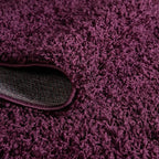 Unique Loom Solid Shag Collection Area Rug (5' 3" Round, Eggplant Purple)