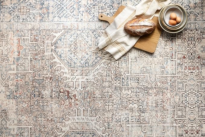 Loloi Chris Loves Julia Jules Collection JUL-07 Natural/Ocean 2'-6'' x 12'-0'', .13" Pile Height, Runner Rug