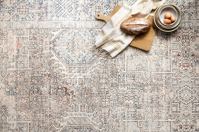 Loloi Chris Loves Julia Jules Collection JUL-07 Natural/Ocean 2'-6'' x 9'-6'', .13" Pile Height, Runner Rug