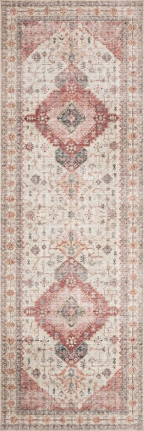 Loloi Skye Collection SKY-02 Ivory/Berry 2'-6" x 12'-0" Runner Rug