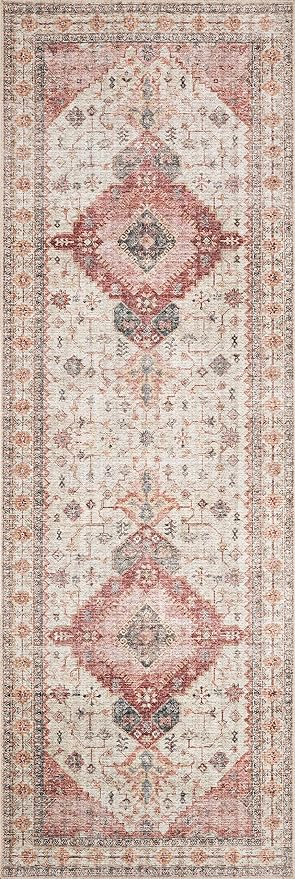 Loloi Skye Collection SKY-02 Ivory/Berry 8'-0" x 8'-0" Round Area Rug