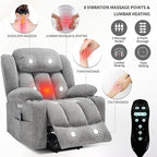 Power Lift Chair for Elderly, Electric Recliner Chair with 8-Point Vibration Massage and Lumbar Heating, Charging Ports, Cup Holders, Standing Assistance Reclining - Light Gray