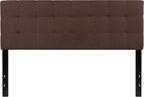 EMMA + OLIVER Quilted Tufted Queen Size Headboard in Dark Brown Fabric