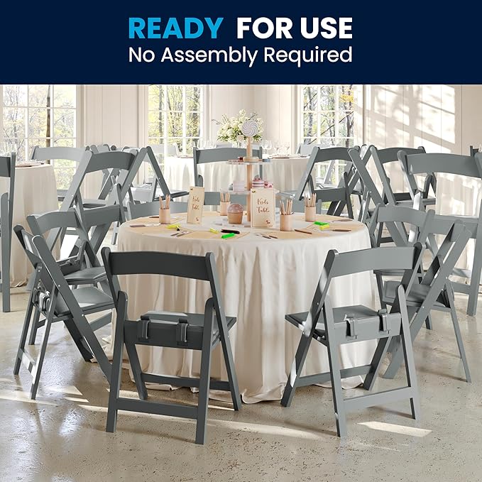 Flash Furniture Hercules Set of 10 Kids Gray Resin Folding Chair with Gray Vinyl Padded Seat