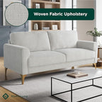 Studio Living® Matthew 75.6" Sofa, Mid-Century Modern, Pocket Coil Comfort, Metal Brushed Bronze Legs, Chenille Fabric, Ivory