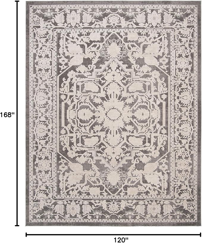 SAFAVIEH Area Rug 10x14 - Reflection Collection - Large - Dark Grey & Cream, Non-Shedding & Easy Cleaning, Ideal for Living Room, Bedroom (RFT665B)