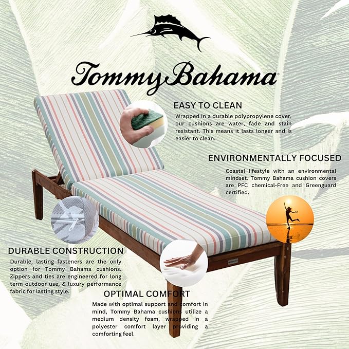 Tommy Bahama Chaise Cushion, 26" X 77" X 2.5", Bandeau Pastel