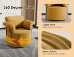 KEIKI Modern Comfy Swivel Accent Reading Chair, 360°Round Upholstered Barrel Armchair Single Club Lounge Sofa Chairs for Living Room,Bedroom, Office,Orange