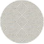 RUGGABLE x Jonathan Adler Machine Washable Area Rug – Labyrinth Camel/Ivory 8 ft Round, Stain-Resistant, Non-Slip – Large Rugs for Living Room, Bedroom, Hallway, Entryway & Office–with Standard Pad