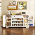 IRONCK 56” Farmhouse Sideboard Buffet Cabinet with 4 Doors and 1 Drawer, Buffet Table with Hidden Removable Drawers, 4 Adjustable Shelves, Dining Room Storage Cabinet for Kitchen or Living Room, White
