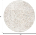 SAFAVIEH Evoke Collection Area Rug - 5'3" Round, Ivory & Taupe, Distressed Design, Non-Shedding & Easy to Clean, Ideal for Living Room, Bedroom, Dining Space (EVK256E)