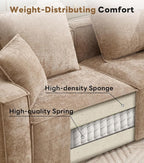 WILLOVE 109'' Modular Sectional Sofa, Chenille Cloud Couch with Wide Armrests & 5 Pillows, Deep Seat Couches for Living Room, Khaki