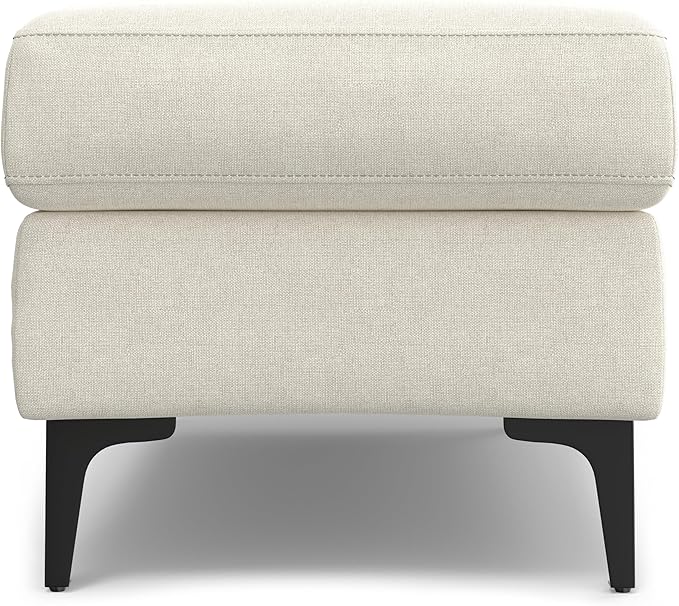 SIMPLIHOME Ava Ottoman in 100% Recycled Polyester Tightly Woven Performance Fabric, Cream, 36-inch Wide, Mid-Century Modern Style Multipurpose Table or Footrest Ottoman, Assembled,for Living Room