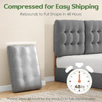 Tufted Upholstered Full Headboard, Adjustable Height Full Size Headboard Only from 39”to 44” with Durable Solid Wood Legs, Modern Button Diamond Fabric Head Board with Width Adapters, Grey