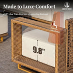 HERA'S HOUSE 8 Pieces Patio Furniture Set, 6 Sectional Outdoor Rattan Wicker Sofas with 2 Ottomans, All Weather Patio Conversation Set with 5.3" Widened Armrest, 10" Premium Ultra Thick Comfy Cushion