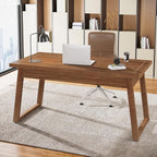 Tribesigns Home Office Executive Desk: 55 Inches Wooden Computer Desk with Drawer, Mid-Century Modern Study Writing Table, Rustic PC Laptop Desk Workstation Furniture, Walnut Brown
