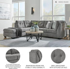 Signature Design by Ashley Marleton Contemporary Left-Arm Facing Tufted 2-Piece Sectional with Chaise and Loose Seat Cushions, Light Gray
