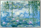 Wieco Art Extra Large Silver Framed Canvas Print Water Lilies by Claude Monet Paintings Reproduction Modern Canvas Wall Art for Home and Office Decoration Abstract Artwork