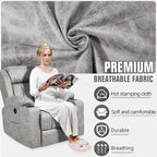 LEVELEVE Retro Rocking Recliner Chair, Massage Rocker Recliner Chair with Vibration Massage and Heat, USB and Type-C Ports,360° Swivel Chairs, Living Room, Bedroom, Nursery, RV, Light Grey