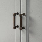 Crosley Furniture Tara 3-Piece Modern Farmhouse Sideboard Buffet Cabinet and Bookcase Set with Storage, Distressed Gray