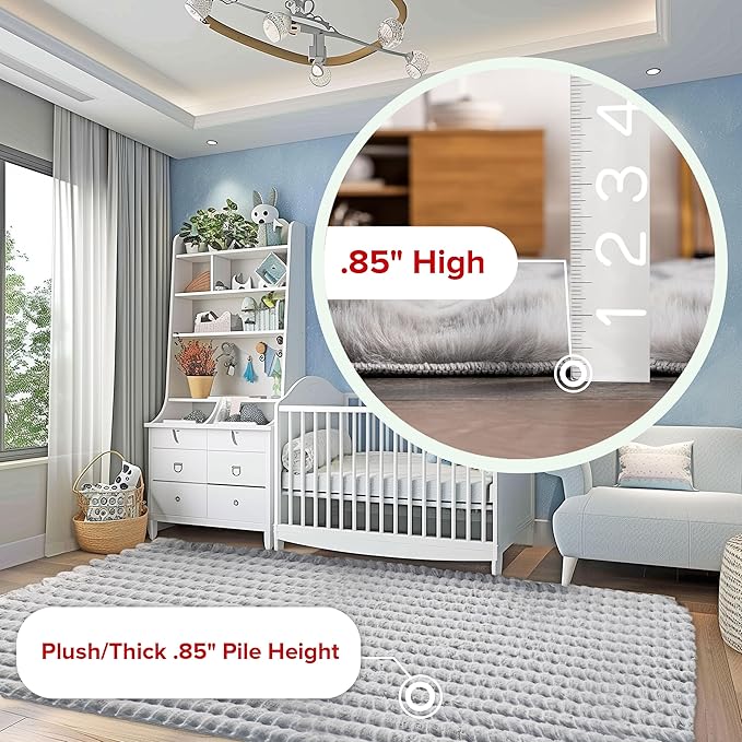 nuLOOM 2' x 8' Cozy Plush Area Rug, Machine Washable, Non-Slip, Soft Fluffy Shag Carpet for Living Room Bedroom Kids Room Nursery Home Decor, Jeni Silver